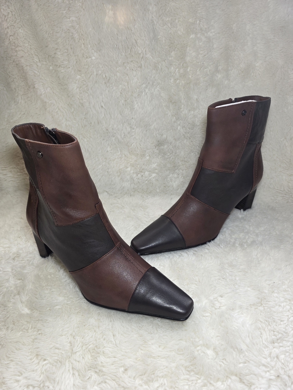 Blondo Waterproof Leather Patchwork Boots 90s Square Toe 10M NWOT